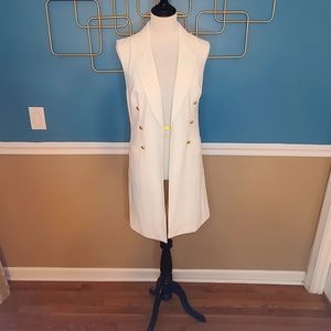 INC off white vest with gold buttons